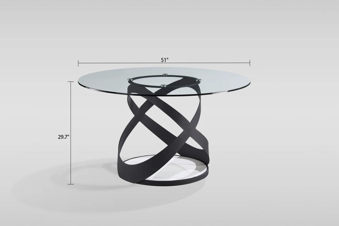 D1550 Dimi Dining Table Set  (Clear Glass/Black)