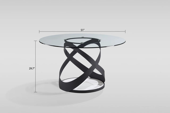 D1550 Dimi Dining Table Set  (Clear Glass/Black)