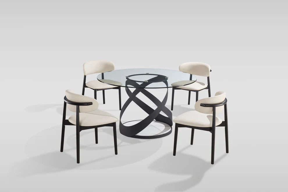 D1550 Dimi Dining Table Set  (Clear Glass/Black)