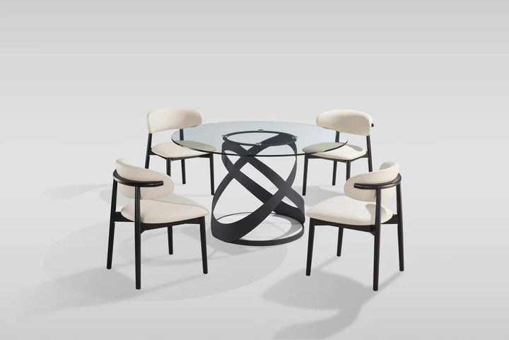 D1550 Dimi Dining Table Set  (Clear Glass/Black)
