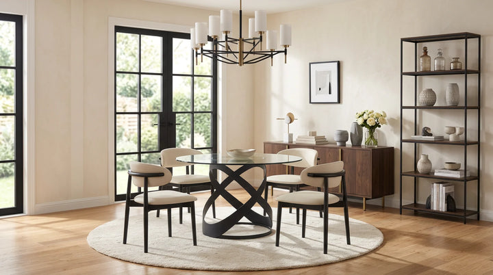 D1550 Dimi Dining Table Set  (Clear Glass/Black)