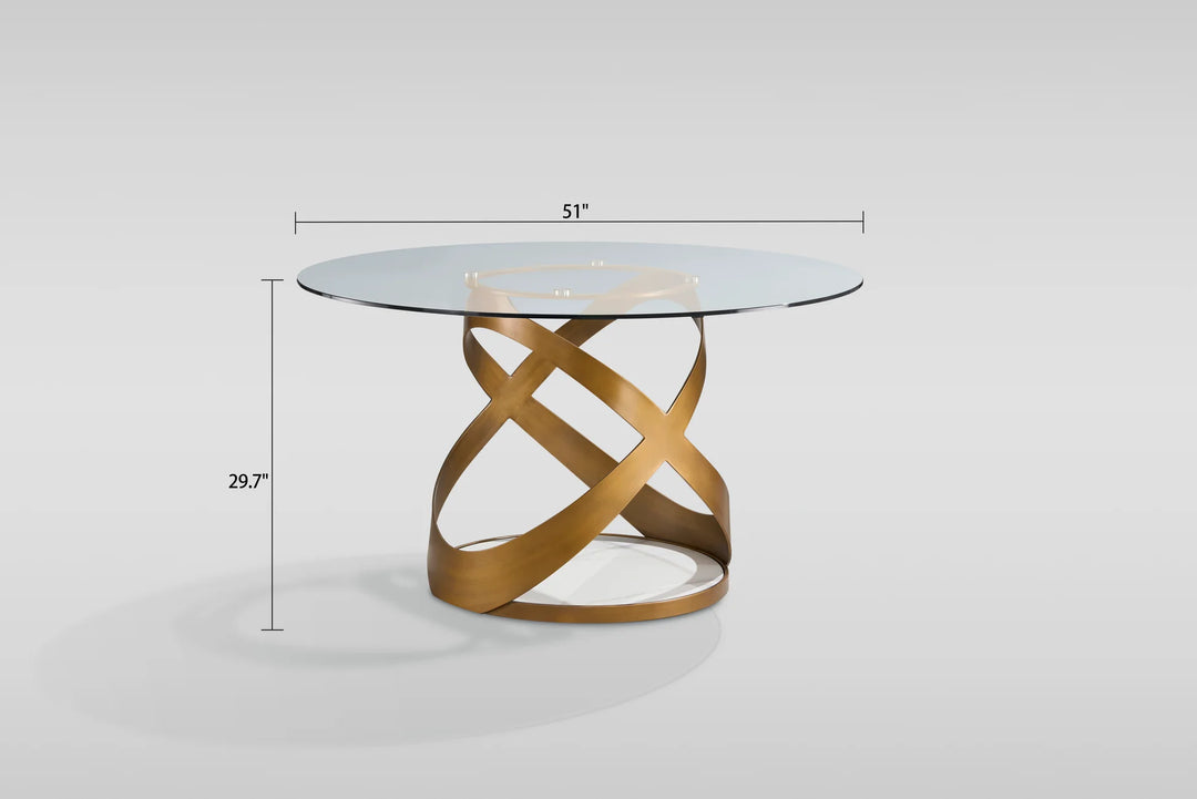 D1550 Dimi Dining Table Set (Clear Glass/Bronze)