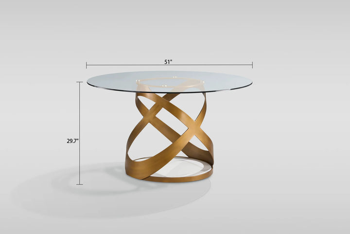 D1550 Dimi Dining Table Set (Clear Glass/Bronze)