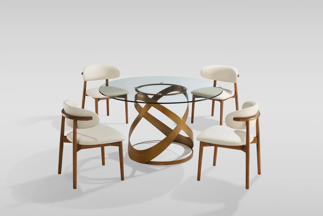 D1550 Dimi Dining Table Set (Clear Glass/Bronze)