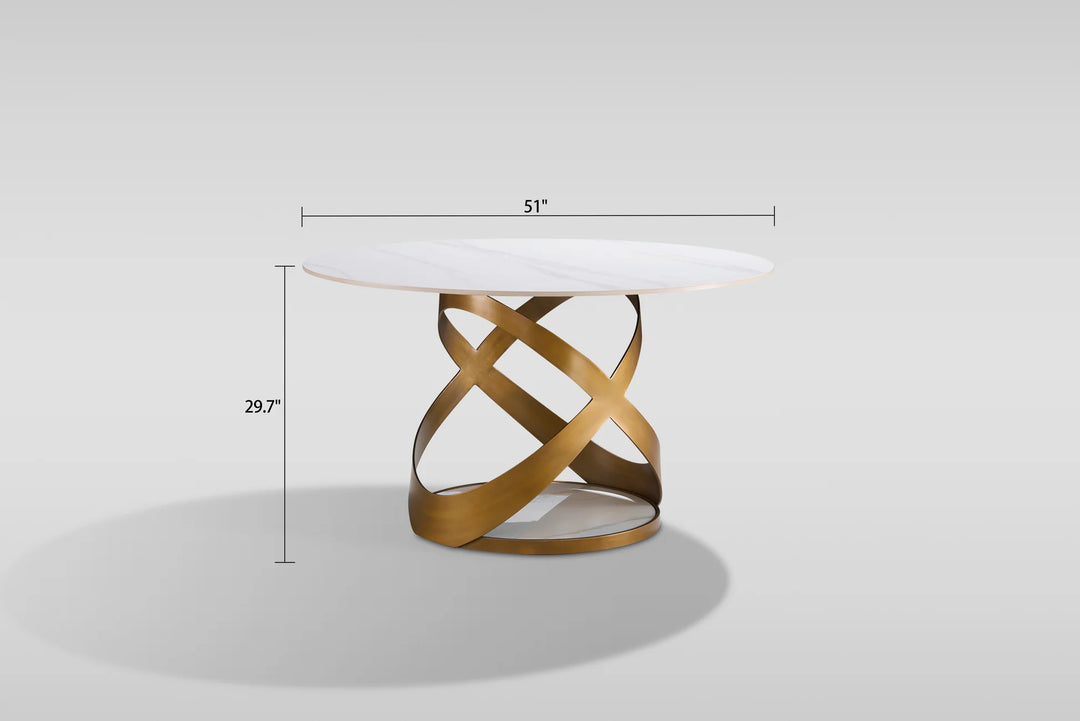 D1550 Dimi Dining Table Set (White/Bronze)