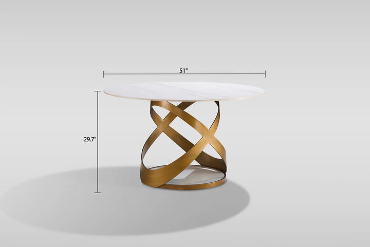 D1550 Dimi Dining Table Set (White/Bronze)