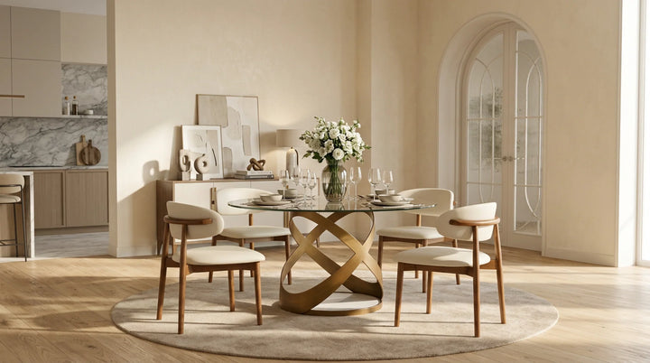 D1550 Dimi Dining Table Set (Clear Glass/Bronze)