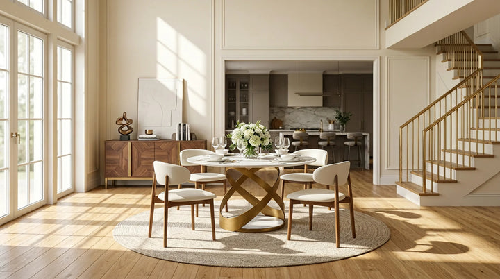 D1550 Dimi Dining Table Set (White/Bronze)