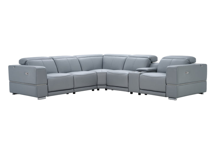 MI-1125 Franco II 6pcs Light Blue Reclining Sectional