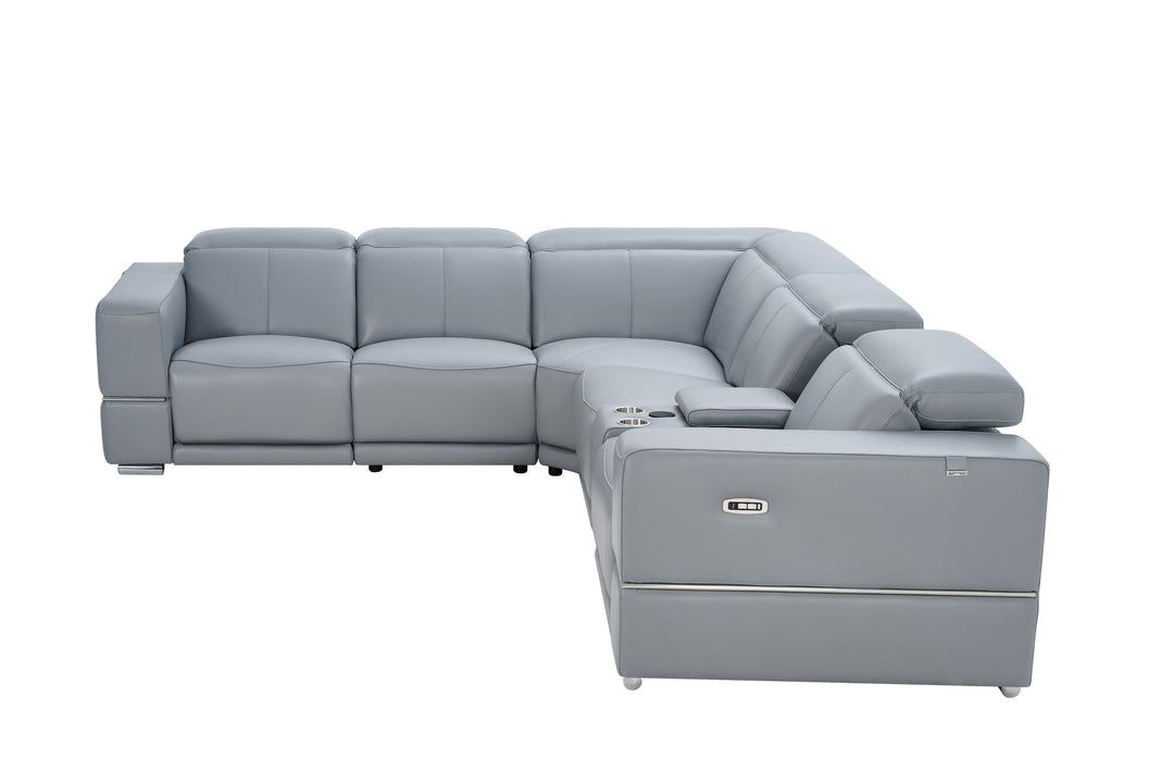 MI-1125 Franco II 6pcs Light Blue Reclining Sectional