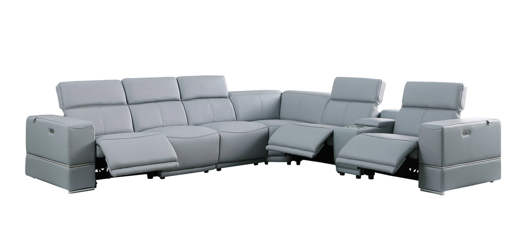 MI-1125 Franco II 7pcs Light Blue Reclining Sectional