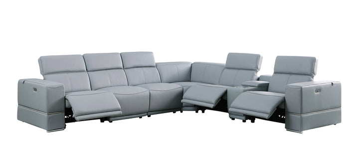 MI-1125 Franco II 7pcs Light Blue Reclining Sectional