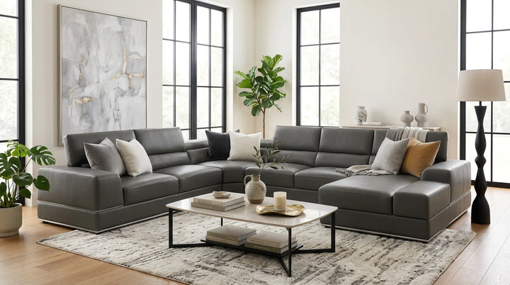 MI-5107 Nella Leather Sectional Sofa