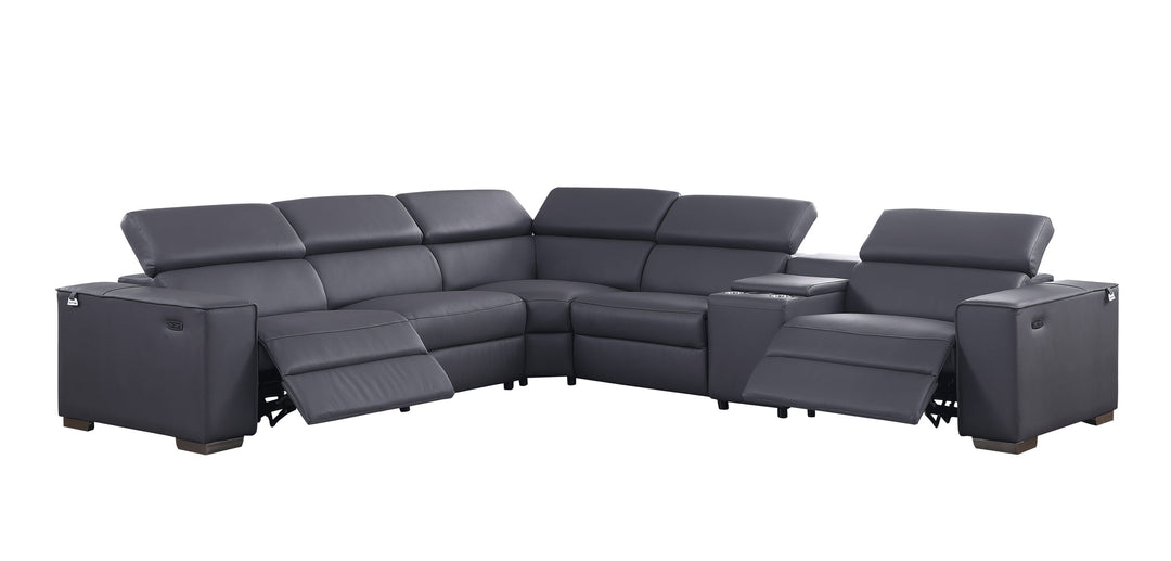 MI-633 Picasso II 6pcs Dk. Grey Reclining Sectional