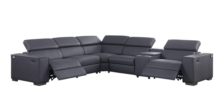 MI-633 Picasso II 6pcs Dk. Grey Reclining Sectional