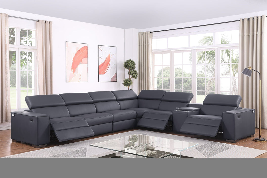 MI-633 Picasso II 7pcs Dk. Grey Reclining Sectional