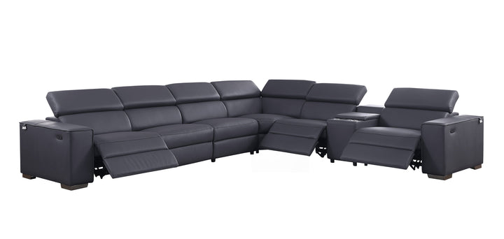MI-633 Picasso II 7pcs Dk. Grey Reclining Sectional