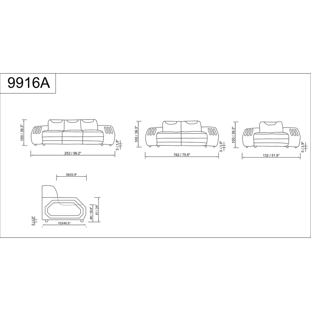 MI-9916A Matrix Sofa & Loveseat