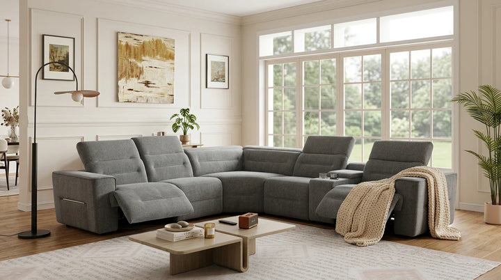 MI-1265 Nexus DK. Fabric Reclining Sectional