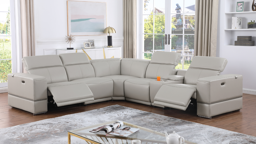MI-1122 Franco 6pcs Light Grey Reclining Sectional