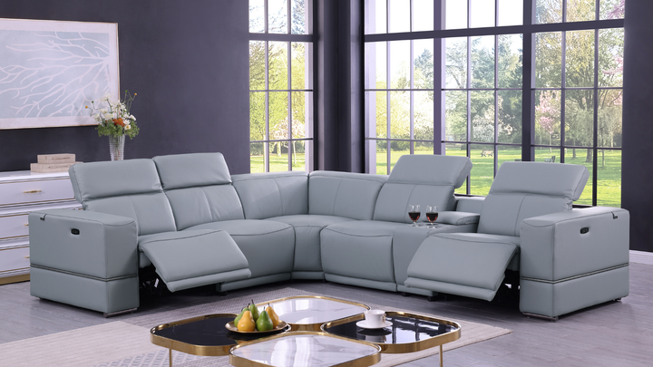 MI-1122 Franco 6pcs Light Blue Reclining Sectional