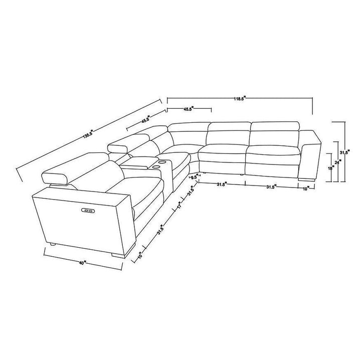 MI-631 Picasso 7pcs Light Blue Reclining Sectional