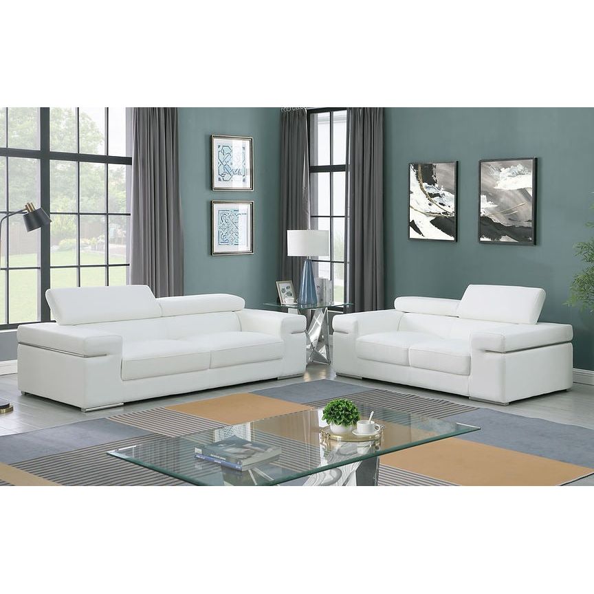 MI-8020 Soho White Sofa & Loveseat