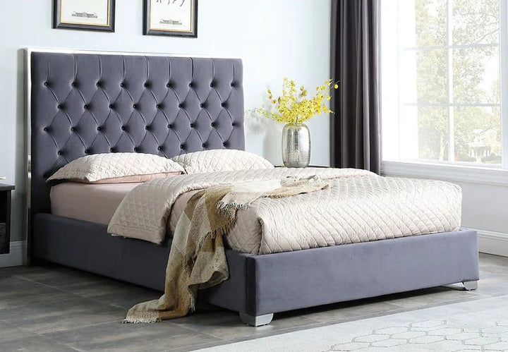 B600 Rose Velvet Bed Frame