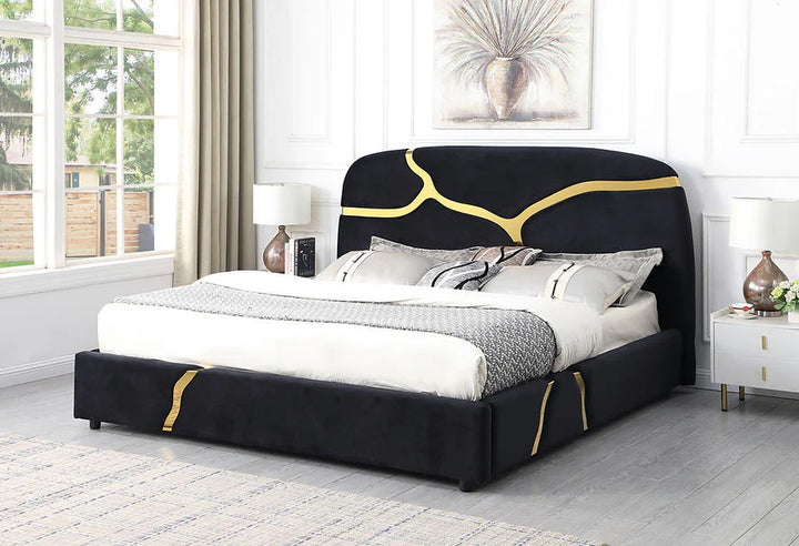 B838 Milan Velvet Bed Frame – Black