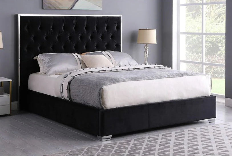 B600 Rose Velvet Bed Frame