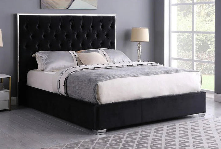 B600 Rose Velvet Bed Frame