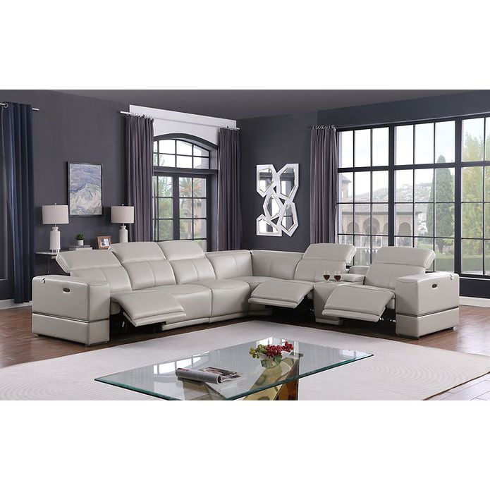 MI-1122 Franco 7pcs Light Grey Reclining Sectional
