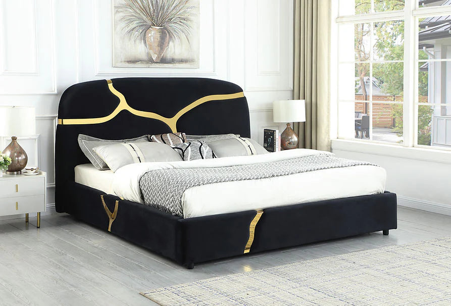 B838 Milan Velvet Bed Frame – Black