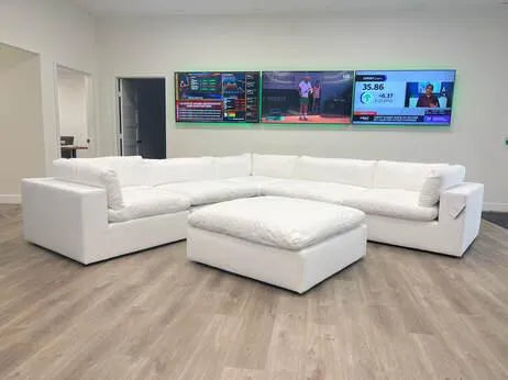 Cloud White XL Sectional Sofa with Ottoman